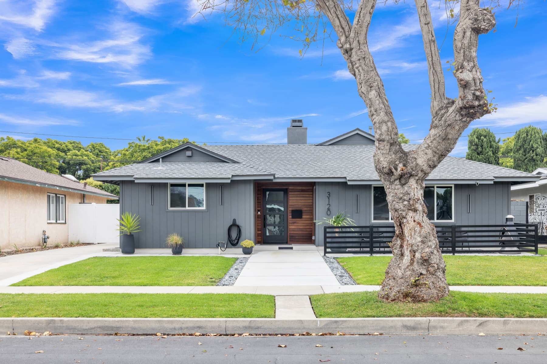 Southern California home with a landscaped front yard